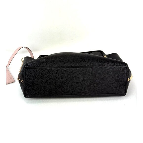 Valentino Giaravani Rockstud Small Black Leather Tote Bag - Picture 3 of 12